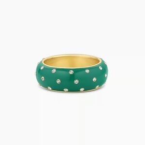 Gorjana New Green and Gold Noel Shimmer Ring Enamel 18k Gold Plated Brass